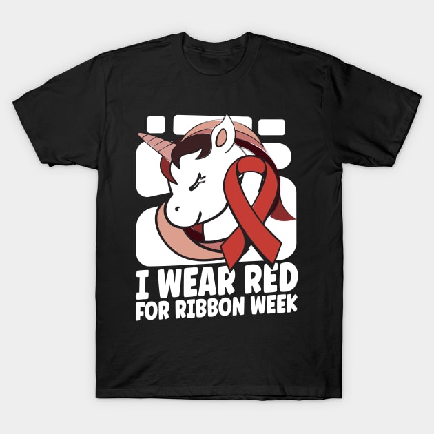 I Wear Red For Ribbon Week T-Shirt by Jabir